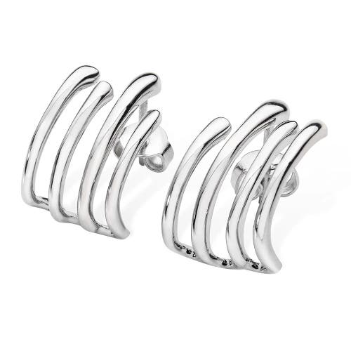 Lucy Quartermaine Waterfall Four Hoop Studs In Sterling Silver