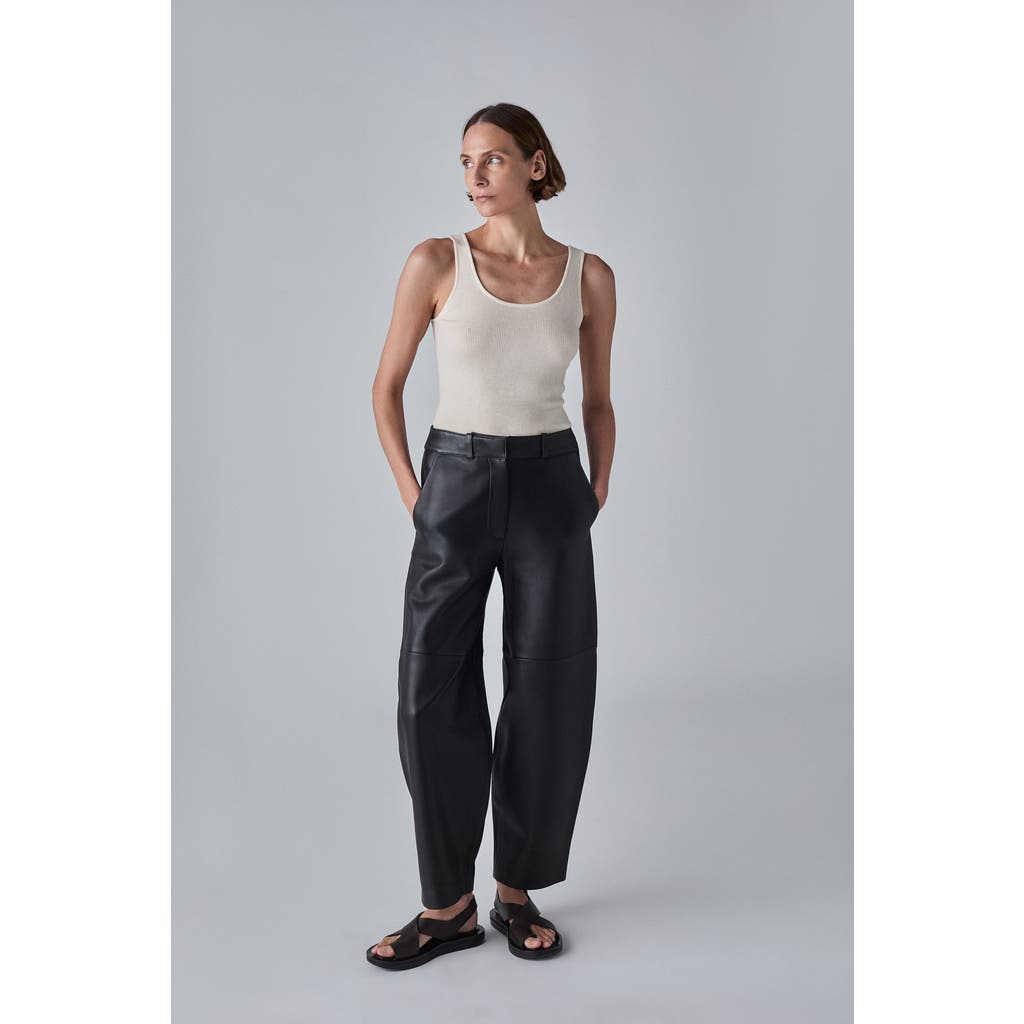 Co Cropped Leather Trouser In Black