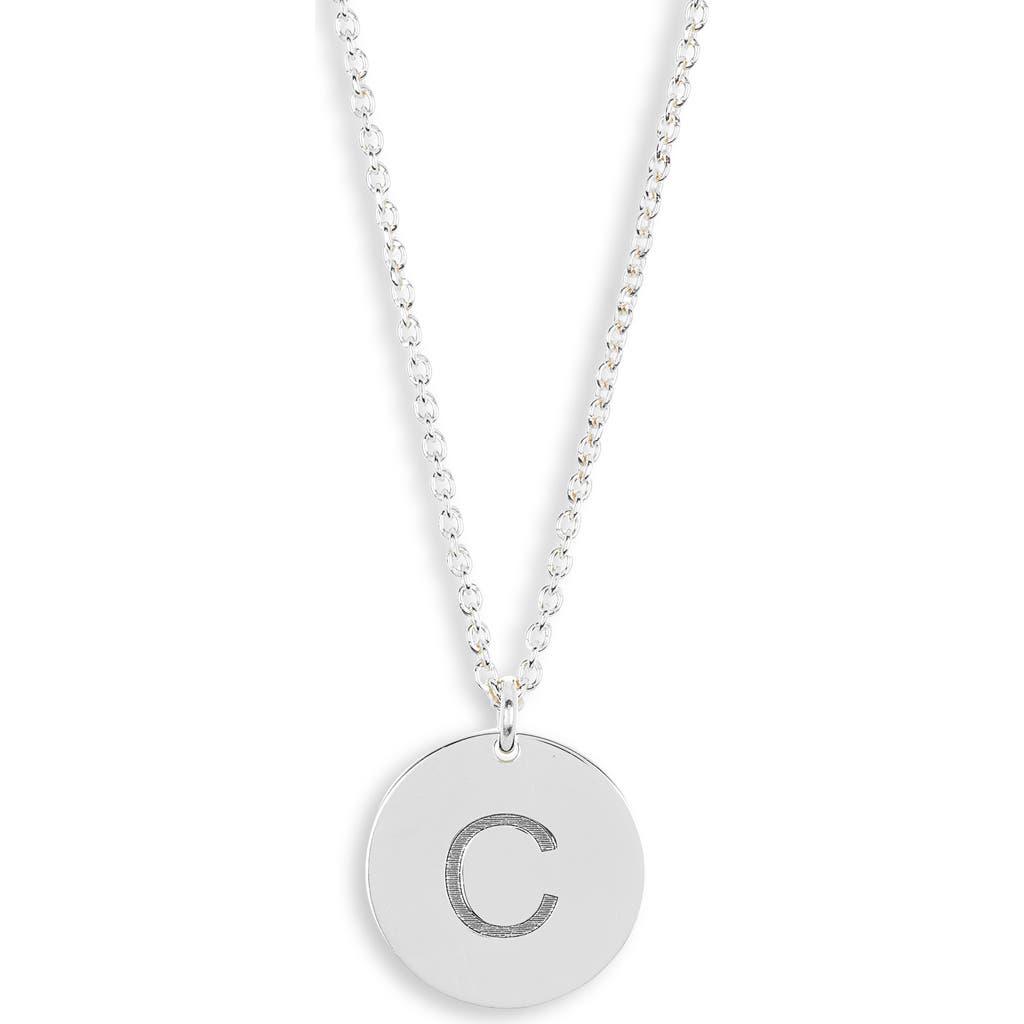 Meshmerise Initial Disc Pendant Necklace In White-c