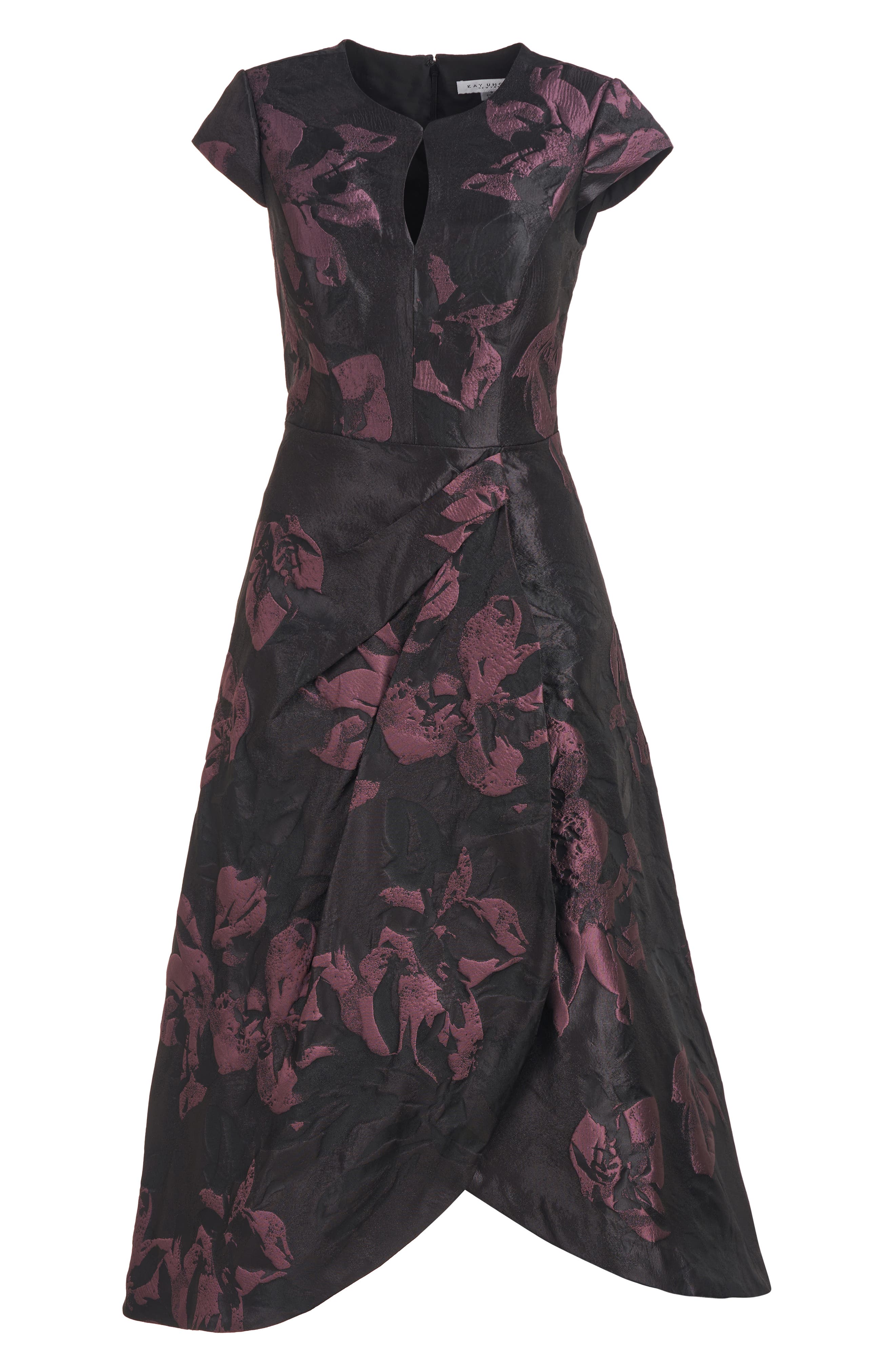 Kay Unger Massima Metallic Floral Jacquard Midi Cocktail Dress | Nordstrom