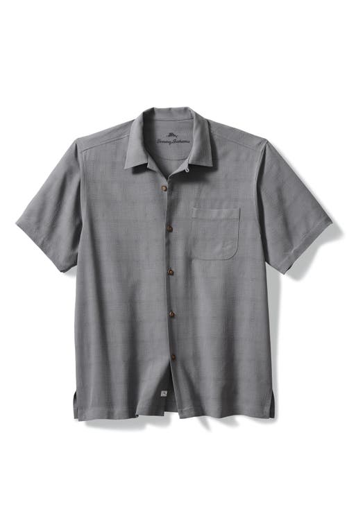 Tommy Bahama Gamblers Paradise Short Sleeve Silk Button-Up Shirt Carbon Grey at Nordstrom,