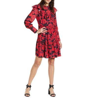 Rebecca Minkoff Margaret Ruffle Long Sleeve Dress, Blue