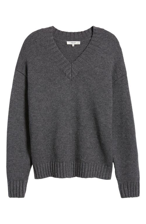 Shop Frame Chunky V-neck Wool & Cashmere Sweater In Charcoal Heather