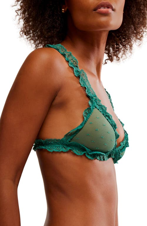 Free People Intimately Fp Heart To Heart Dotted Mesh Bralette In Pine Forest