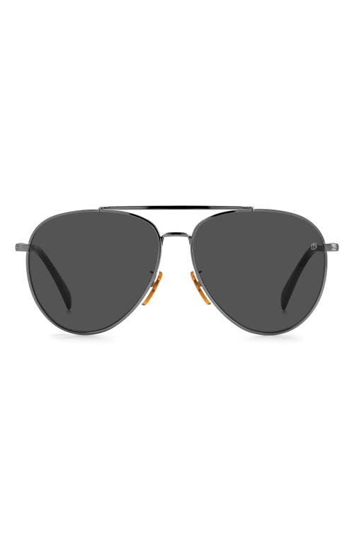 David Beckham Eyewear 61mm Polarized Aviator Sunglasses in Dark Ruthenium /Grey