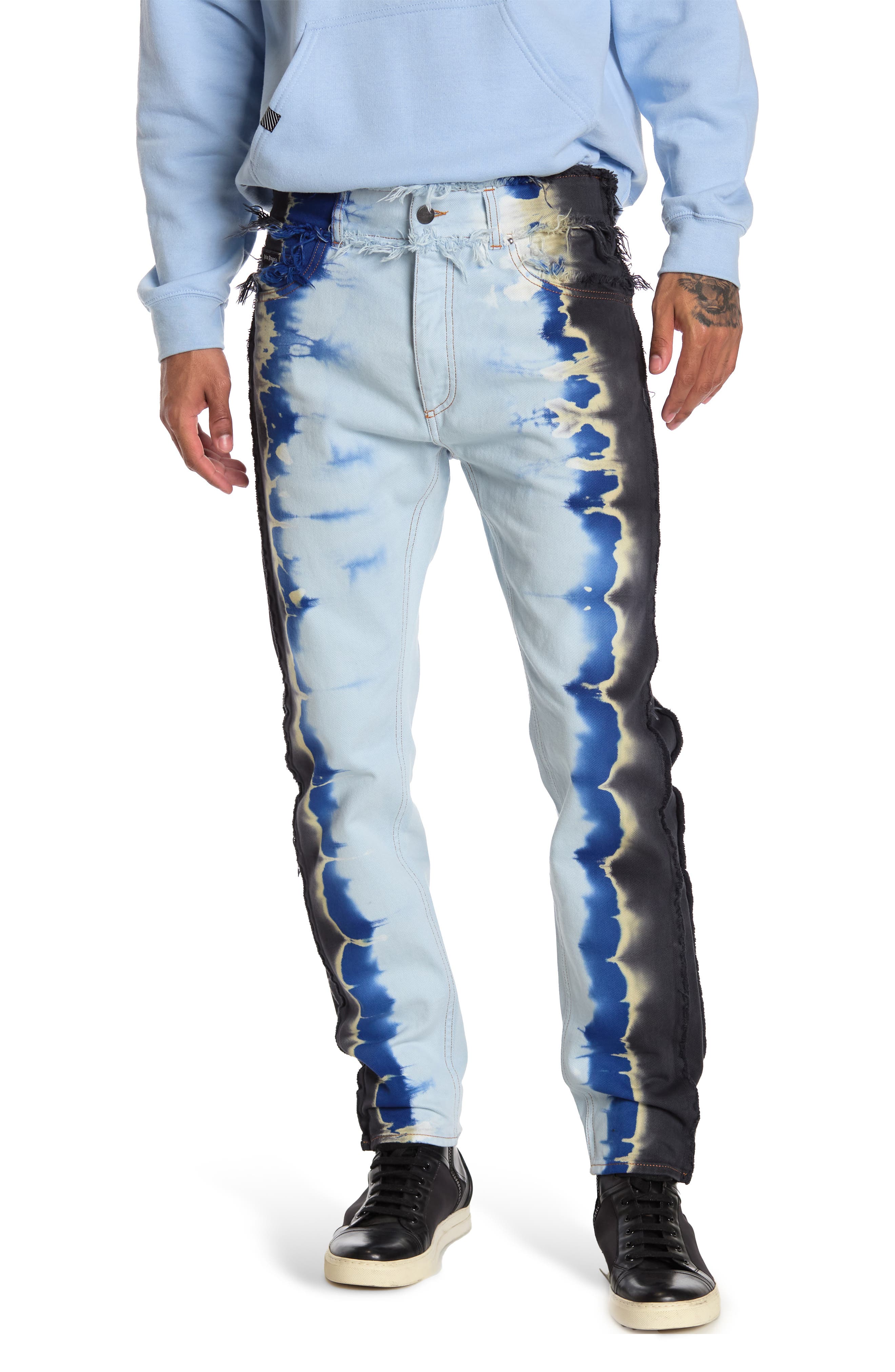 Palm Angels Tie Dye Bull Denim Distressed Jeans In White | ModeSens Palm Angels Tie Dye Bull Denim Distressed Jeans In White | ModeSens