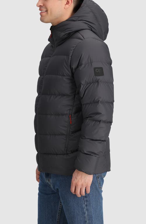 Outdoor Research Coldfront 700 Fill Power Down Insulated Hooded Ripstop Packable Puffer Jacket In Storm