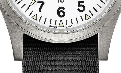 Hamilton Khaki Field Mechanical Manual Winding White Dial Fabric Strap Men's Watch H69439910 In White