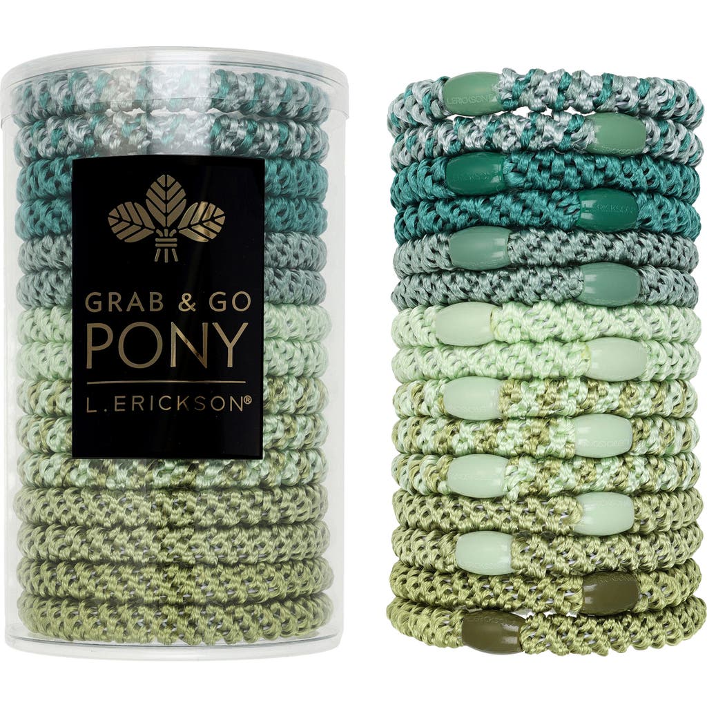 L. Erickson Grab & Go 15-Pack Braided Ponytail Holders in Aloe
