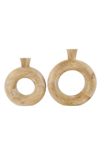 Sonoma Sage Home Set Of 2 Wood Vases In Brown