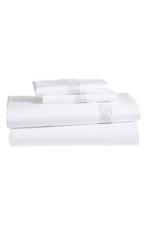 Matouk Triple Chain 350 Thread Count Sheet Set In White/silver