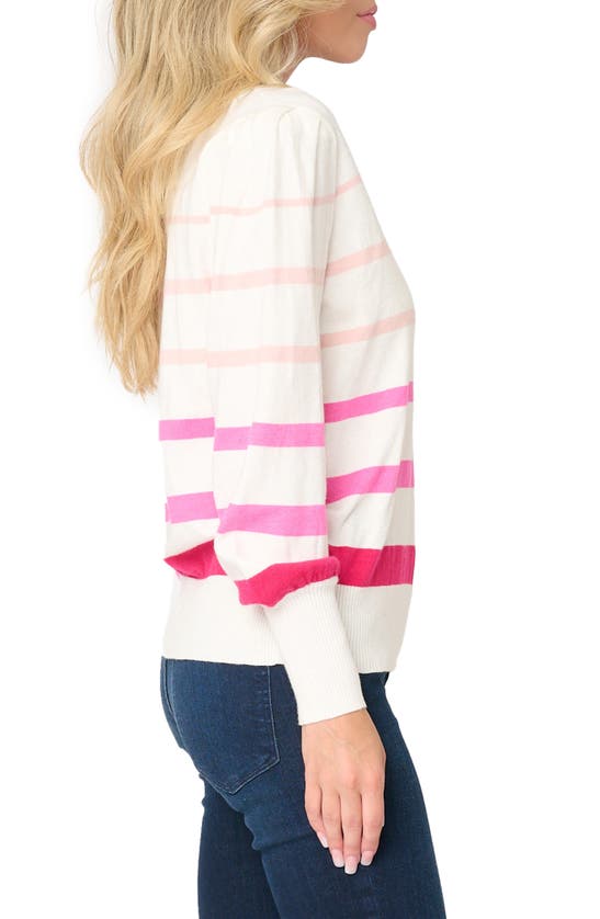 Shop Gibsonlook Cupid Blouson Sleeve Sweater In Gradient Pink Stripe
