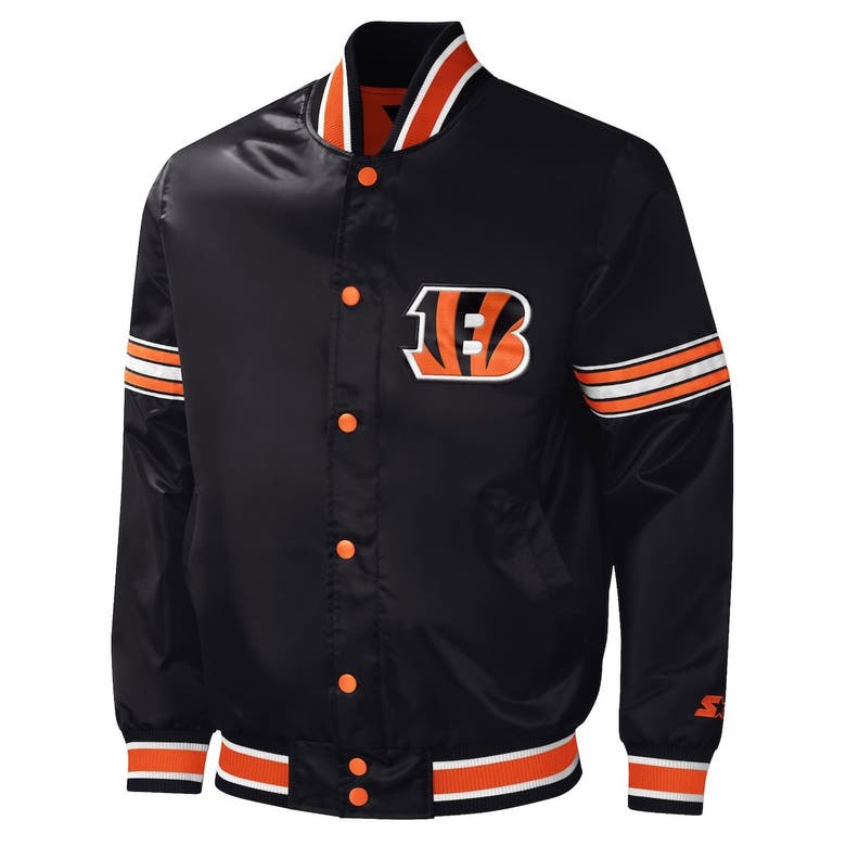 Starter Black Cincinnati Bengals Midfield Satin Full-snap Varsity ...