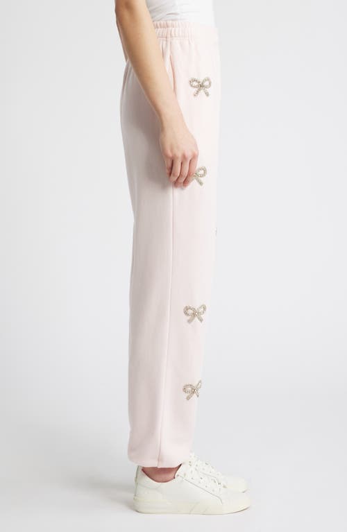 Loveshackfancy Lillia Crystal Bow Sweatpants In Icicle Pink