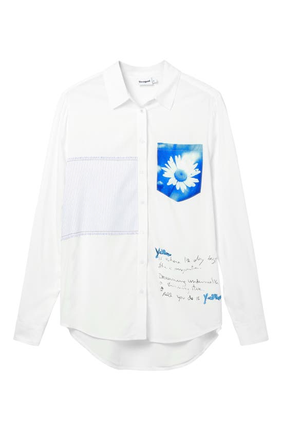 Shop Desigual Cam Gnova Patchwork Button-up Shirt In White