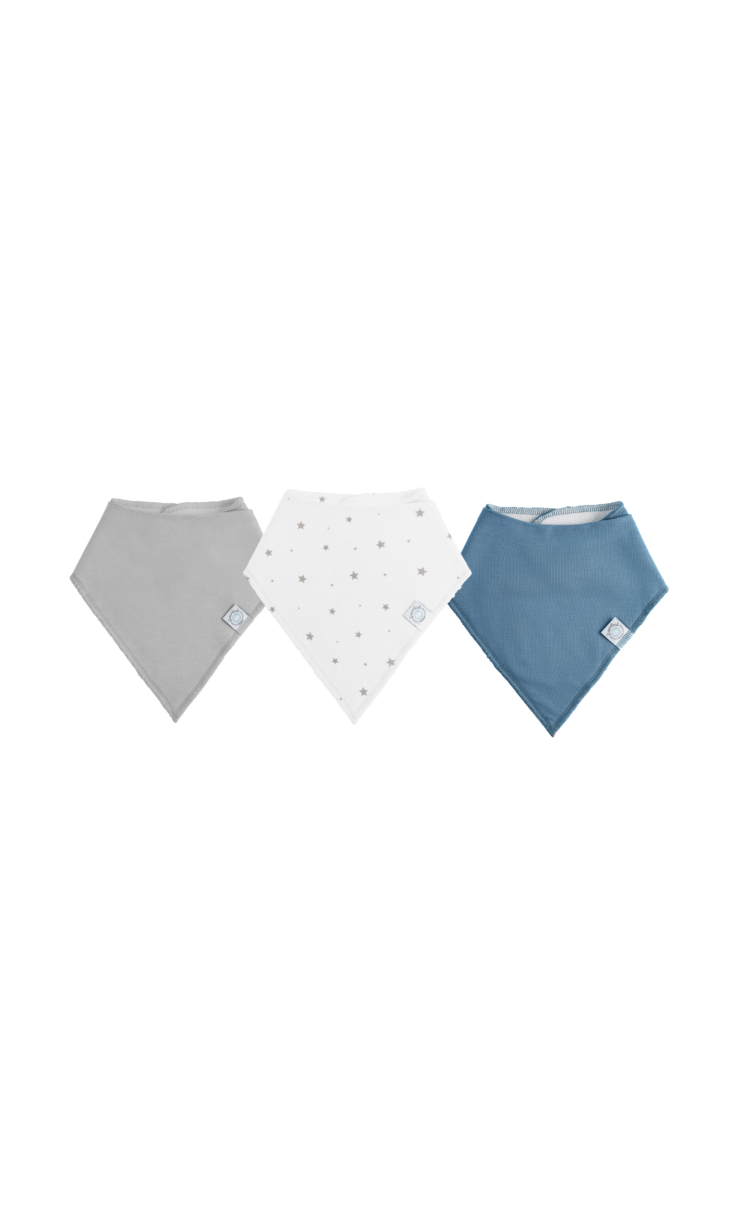 Dreamland Baby Dream Bandana Bib - 3 Pack in Grey Star 