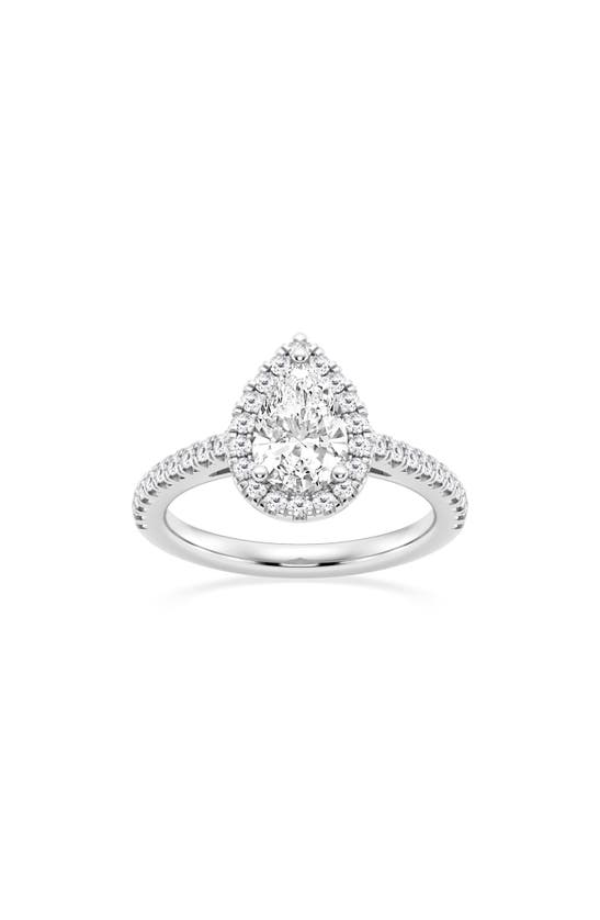 Shop Badgley Mischka Collection 14k Gold Pear Cut Lab Created Diamond Halo Ring In White
