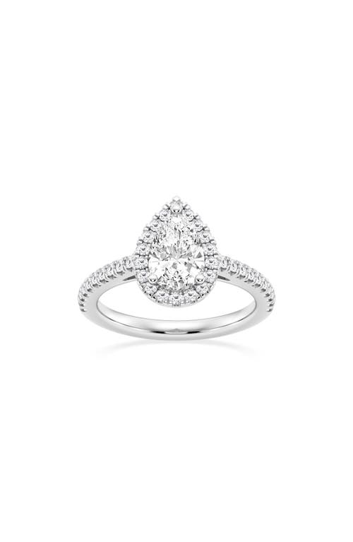 Shop Badgley Mischka Collection 14k Gold Pear Cut Lab Created Diamond Halo Ring In Platinum