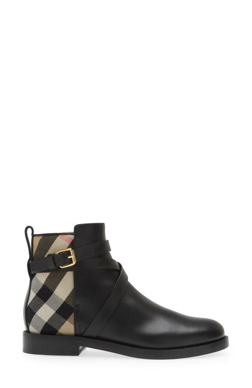 Shop Burberry Pryle House Check Bootie In Black/archive Beige