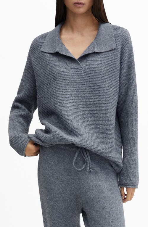 MANGO Oversize Polo Sweater in Ink Blue at Nordstrom, Size Large