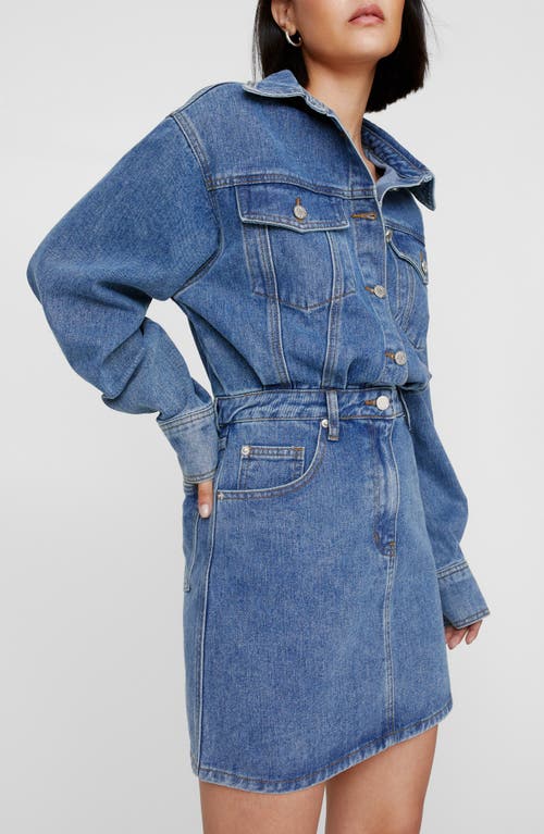 Shop Nasty Gal Long Sleeve Denim Shirtdress In Authentic Mid Wash