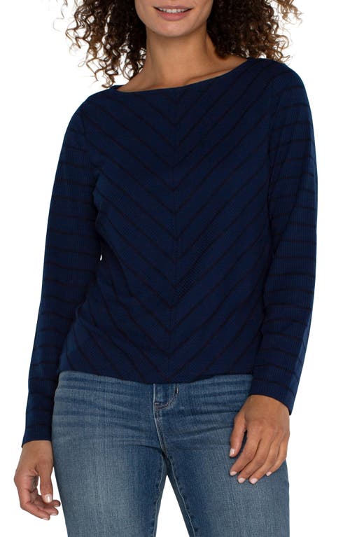 Shop Liverpool Mitered Stripe Boat Neck Top In Dark Navy Stripe