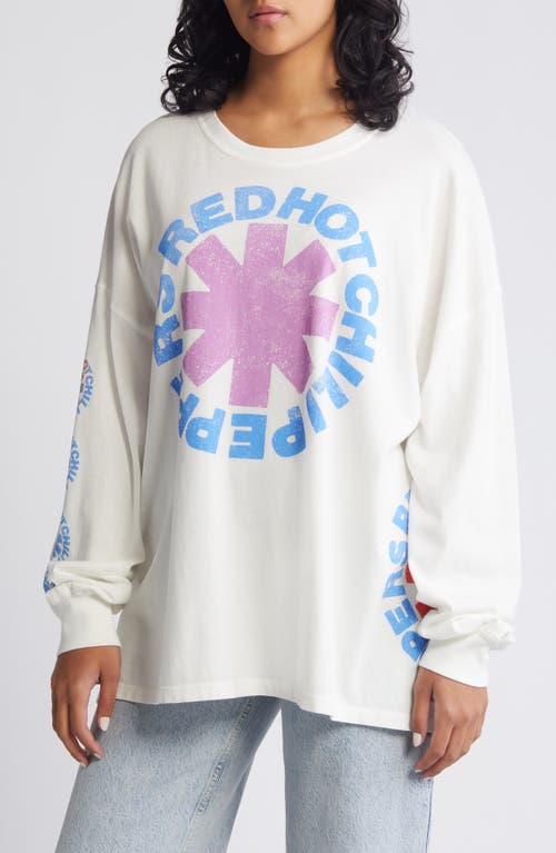 Daydreamer Red Hot Chili Peppers Asterisk Long Sleeve Cotton Graphic T-Shirt in Vintage White at Nordstrom