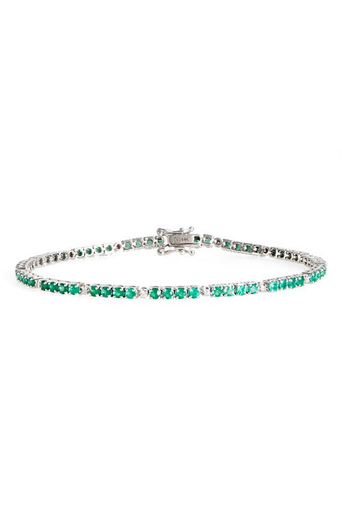 Emerald & Diamond Tennis Bracelet in White Gold/Emerald/Diamond