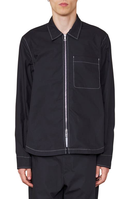 Officine Générale Malo Organic Cotton Poplin Jacket Black/Ecru at Nordstrom,