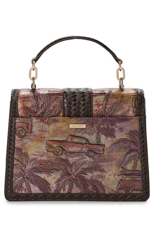 Shop Brahmin Small Hallie Embossed Leather Top Handle Bag In Brown Multi