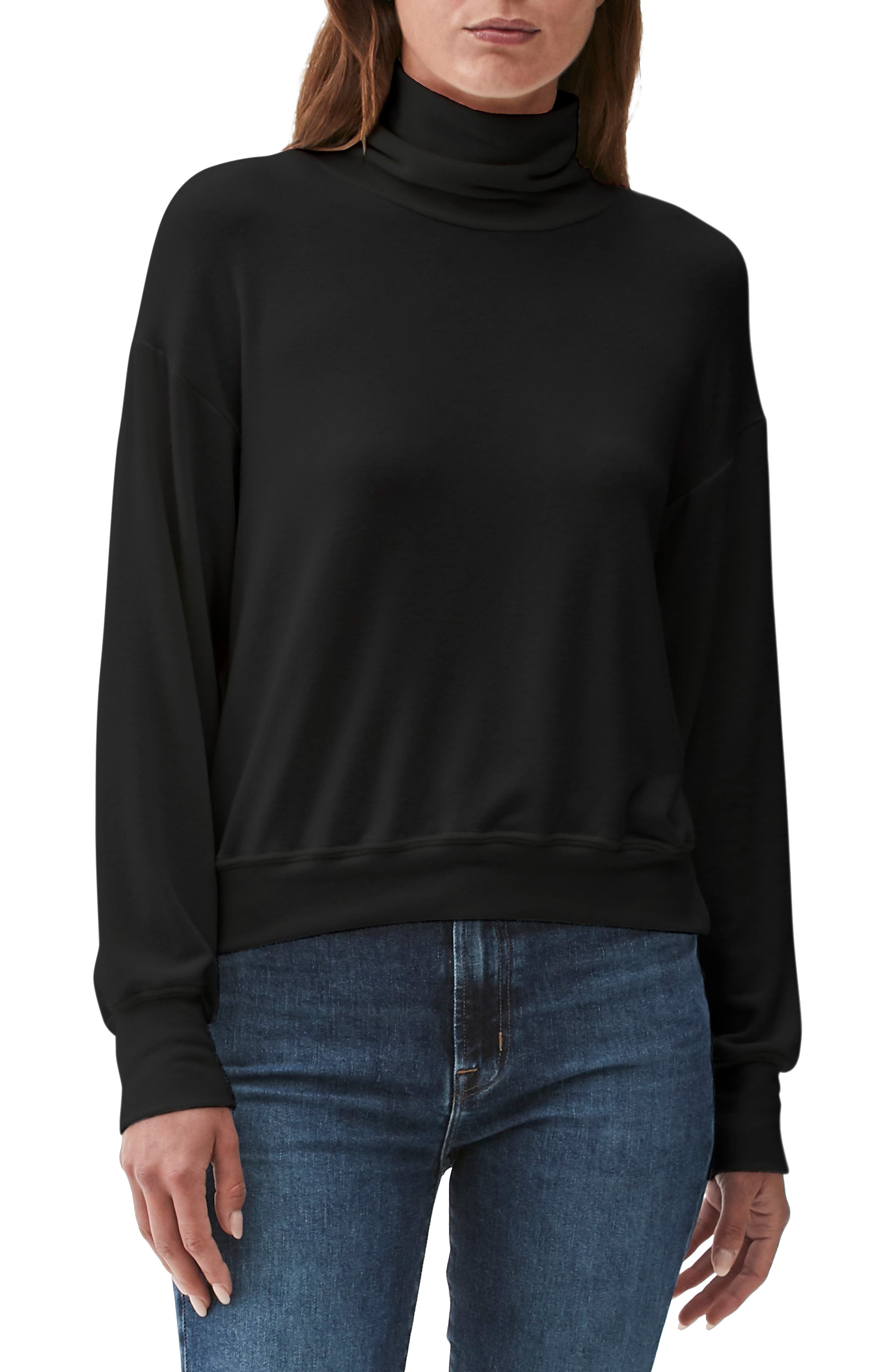 black turtleneck sweatshirt