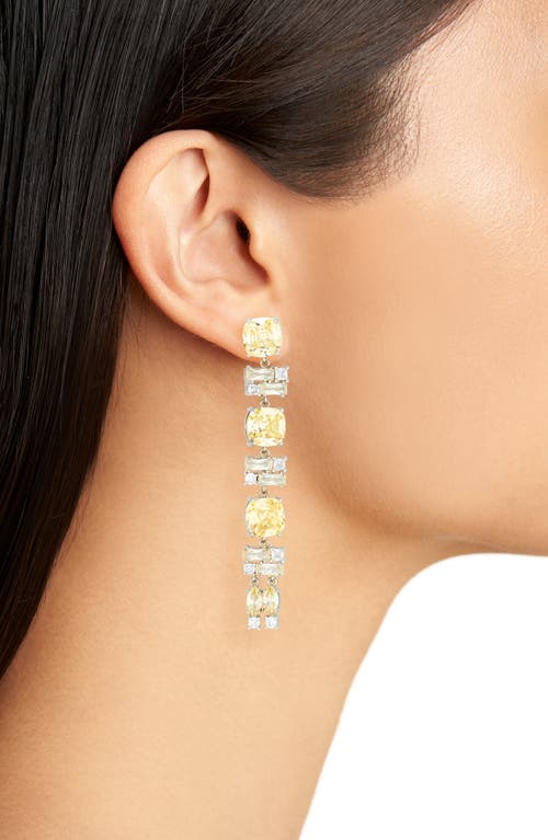 Shop Rabanne Cubic Zirconia Linear Drop Earrings In Silver/jonquil