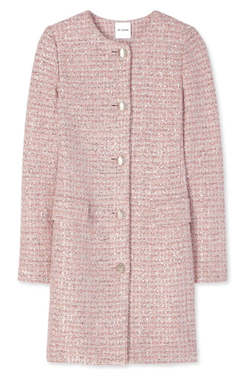 Shop St John St. John Evening Sequin Plaid Tweed Knit Jacket In Pink/rose Multi