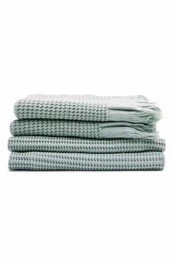 DKNY Quick Dry Cotton Towel Set - 2 Bath, 2 Hand, 2 Washcloths, Seafoam