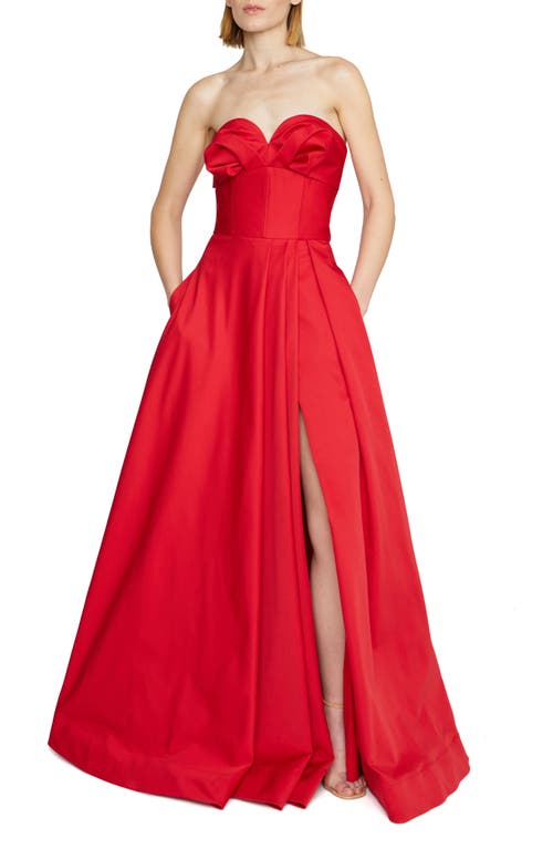 ml Monique Lhuillier Sabine Strapless Gown In Ruby