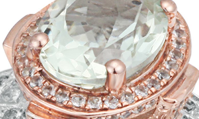Suzy Levian Two-tone Semiprecious Stone & White Topaz Halo Ring In Green