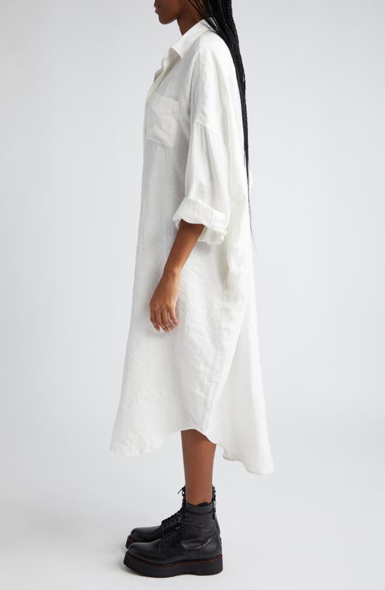 Shop R13 Jumbo Long Sleeve Linen Blend Shirtdress In White