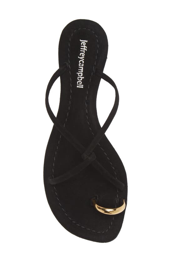 Shop Jeffrey Campbell Pacifico Slide Sandal In Black Suede Gold