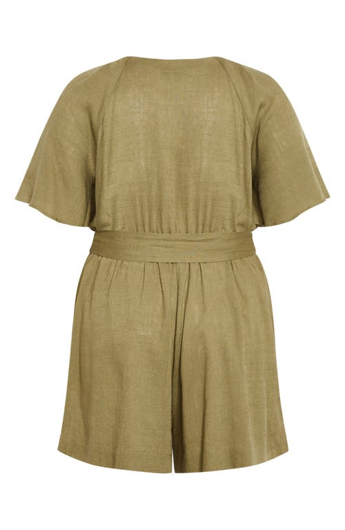 City Chic Brielle Belted Romper In Olive