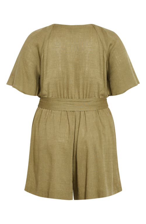 Shop City Chic Brielle Belted Romper In Olive