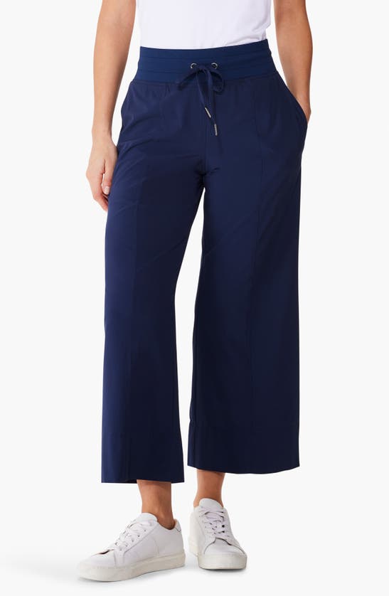 Nz Active By Nic+zoe Tech Stretch Wide Leg Crop Performance Pants In Blue