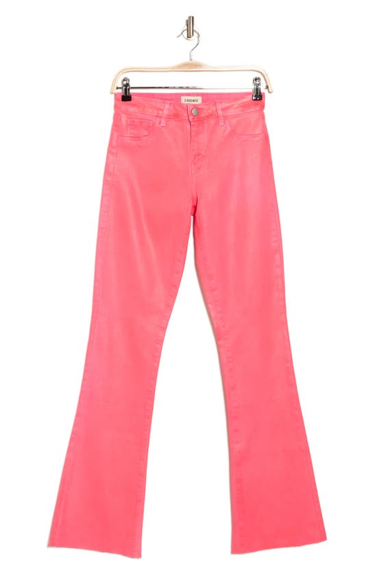 L Agence Ruth Coated High Waist Raw Hem Straight Leg Jeans In Ultra Pink Coated