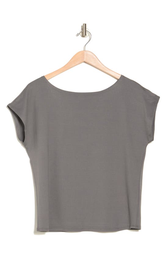 Bobeau One-shoulder Dolman Sleeve T-shirt In Charcoal