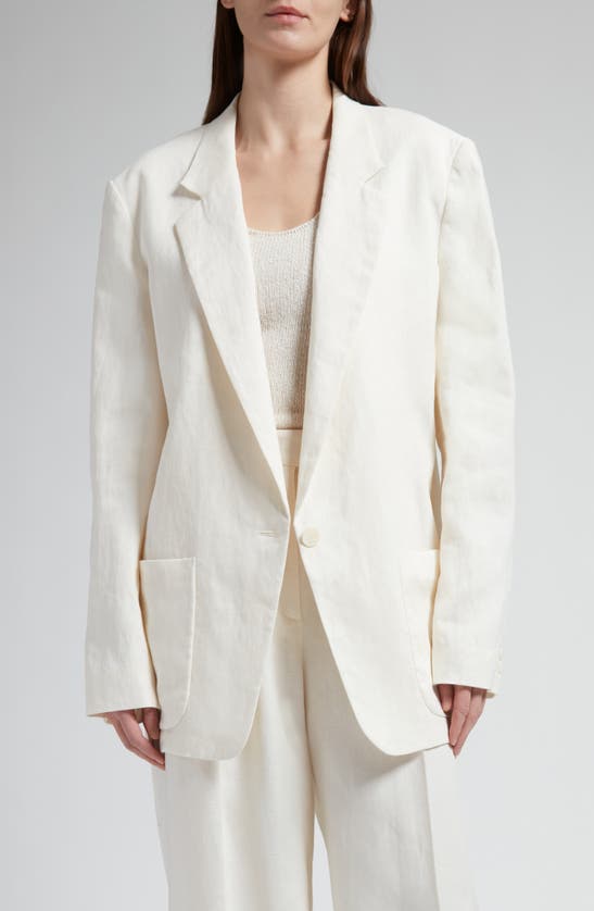 Shop The Row Enza Linen Blazer In Off White