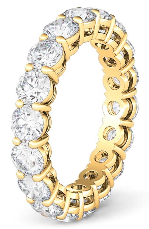 Hautecarat Round Cut Lab Created Diamond 18k Gold Eternity Band Ring In Yellow Gold