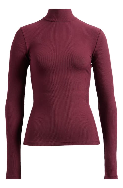 Shop Skims Soft Lounge Mock Neck Long Sleeve Top In Bordeaux