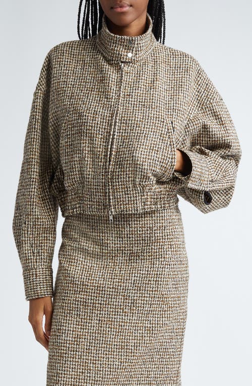 Shop A.l.c . Harrison Houndstooth Crop Jacket In Cream/brown