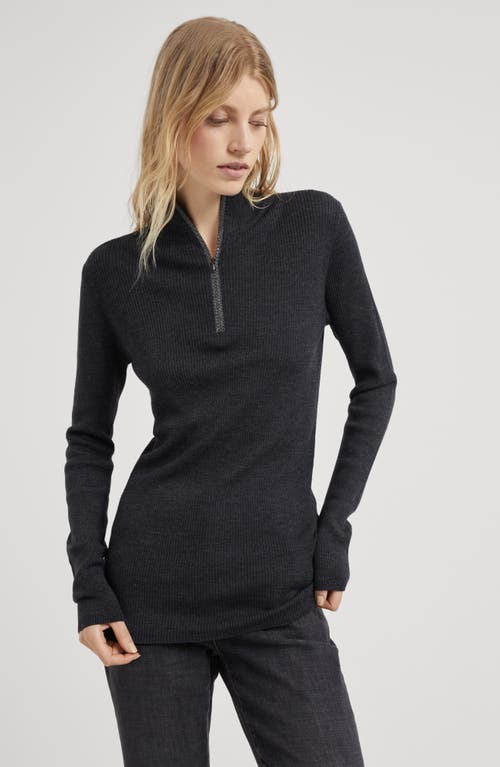 Brunello Cucinelli Virgin Wool-cashmere Rib-knit Sweater In Anthracite