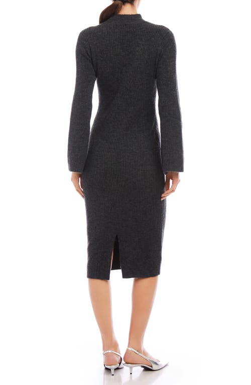 Shop Fifteen Twenty Mock Neck Long Sleeve Rib Sweater Dress In Charcoal