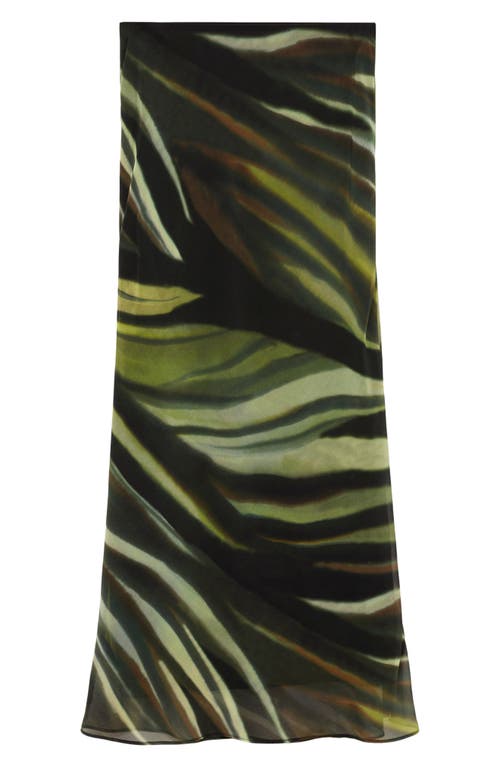 Shop Mango Palm Print Chiffon Maxi Skirt In Black